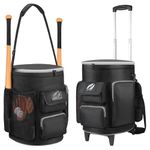 JMIANeodark 6 Gallon Baseball Bucket bag, Baseball Coaches Bag with Removable Trolley, Holds Baseball Barrels, Baseball Bats, with Multiple Storage Pockets, Rolling Baseball Bag for Men Women