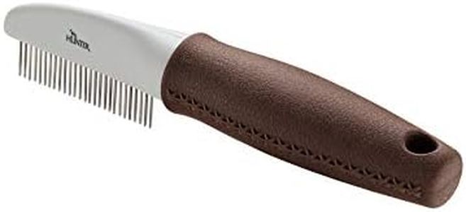 HUNTER SPA Pflegekamm mit rotierenden Zinken, zur Pflege von Deckhaar und Unterwolle, 19,0 x 4,0 cm, M, grau / braun