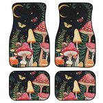 Aoopistc Forest Party Floor Mats for Cars, SUVs, Trucks, Vans & Sedans 4 Packs Non-Slip All Weather Car Front Back Floor Mats Mushroom Butterfly Moon Snails Auto Interior Accessories, Universal