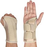 Carpal Tunnel Wrist Brace for Men and Women, Day and Night Therapy Support Splint for Relief of Arthritis, Wrists, Arm, Thumb and Hand Pain, Adjustable Straps (Right Hand-Beige, Large/X-Large)