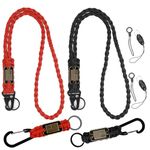 Tokcousun 4 Pcs Heavy Duty Paracord Lanyard Keychain with USA Flag, Braided Parachute Lanyards for Keys, Red/Black, 19.68inch