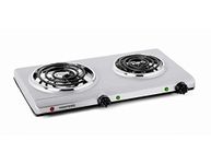 Salton Stainless Steel Coil Portable Electric Cooktop with Large Burners, Variable Temperature Control & Dual Indicator Lights, Perfect for Entertaining, 1500 Watts