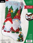 Bucilla, Chillin' with My Gnomie 18" Felt Applique Stocking Making Kit, Perfect for Holiday DIY Needlepoint Arts and Crafts, 89566E