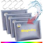 MagicDry 4 X 100 Gram Rechargeable Desiccants Packs Silica Gel Packets, Closet Moisture Absorbers Bags, Car & Gun Safes Dehumidifier, Reusable Desiccants Packs for Storage Totes Bins Basement Garage