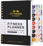 Fitness Workout Journal for Men & Women, 8.2" x 5.5" Fitness Planner Workout Log Book with Exercise Progress Tracking Gym & Home Workouts - Black