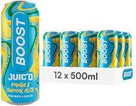 Boost Juic'd Energy Drink Mango & Tropical Blitz, 500ml x 12 pack, Vegan Friendly Great Tasting Energy Boost, Low Calorie Taurine Carbonated Drink with Added B Vitamins, Real Fruit Juice & Caffeine