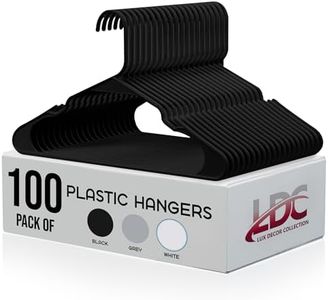 LDC Black Plastic Hangers 100 Pack - Perchas para Colgar Ropa - Heavy Duty, Space Saving Coat Hanger with Shoulder Grooves