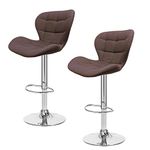 SK Depot™ High Back 360 Degree Quality Swivel Adjustable Bar Stool Pub Chair, with High Backrest & Stable Footrest/Back Foot Rest - Set of 2 (Brown)