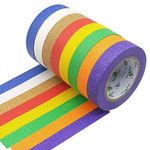 BOMEI PACK 8 Rolls Rainbow Colored Painters Making Tape 24mm x 50m DIY Painting tape Decorators Masking tape for Artist Indoor Crafts Painting Decorating Spraying Frame Shaping