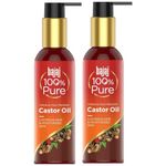 Bajaj 100% Pure Castor Oil 200ml, Pure Hair Oil, Natural Cold-Pressed Castor Oil, No Silicones, Paraben Free, Lead Free(Pack of 2)