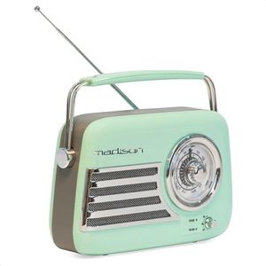 Madison - FREESOUND-VR40GR - Vintage Radio 30W on Long Battery - Bluetooth, USB & FM - Pale Green - Vintage, Nostalgia, Retro