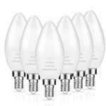 Volxon LED Candelabra Bulbs, E12 Ceiling Fan Light Bulbs Small Base, 6W Equivalent 60W, 600 Lumens Daylight White 5000K, B10/B11 Type B Chandelier Light Bulbs, Non-Dimmable, 6 Pack