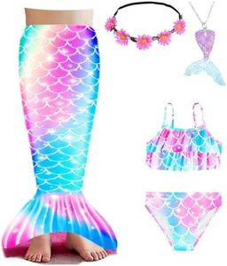 WOPLAY Girls Bathing Suits Swimsuits Bikini with Cover Up Skirt,Swimming Bikini Suit Girls Birthday Gift 3-12 Years (US, Age, 7 Years, 8 Years, GB94PP)