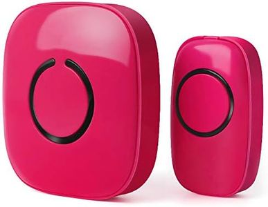 SadoTech Wireless Doorbells for Home, Apartments, Businesses, Classrooms, etc. - 1 Door Bell Ringer & 1 Plug-In Chime Receiver, Battery Operated, Easy-to-Use, Wireless Doorbell w/LED Flash, Pink Red