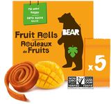 BEAR Fruit Rolls, 5 packs of 2 Rolls per Box - Healthy Fruit Snack, Mango Flavour, 100 gram