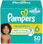 Pampers Diapers Size 6, 50 Count - Swaddlers Disposable Baby Diapers, Super Pack