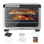 COSORI 11-in-1 Ceramic Air Fryer Toaster Oven Combo, Flat-Sealed Heating Elements for Easy Cleanup, Innovative Burner Function, 5 Accessories & Recipes, 26QT, Silver, Stainless Steel