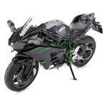 FEXXA Police Motorcycle Toy - Pull Back Motorcycle Toys, Tiny Gift with Music Lighting, Latte Motorcycles Toy for Kids Boys Age 3-8 Year Old [Multicolor] (1:9 SACALE Kawasaki Ninja H2R-Big)