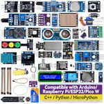 SunFounder Universal Maker Sensor Kit Compatible with Arduino Mega/R3/R4 Minima/WiFi Nano, Raspberry Pi 5/4B/3B+/Zero 2 W/, Pico W, ESP32, C++, Python, MicroPython, Beginners & Engineers