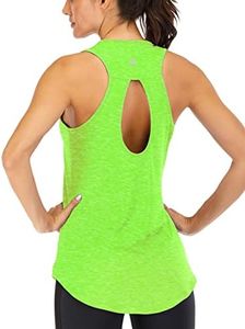 ICTIVE Yoga Tops for Women Loose fit Workout Tank Tops for Women Backless Sleeveless Keyhole Open Back Muscle Tank Running Tank Tops Workout Tops Racerback Gym Summer Tank Tops Neon Green L