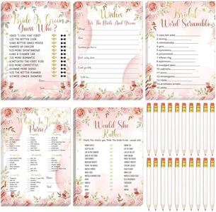 Teling 145 Pieces Bridal Shower Game Bridal Shower Favors Wedding Shower Games Set Include Wedding Games Cards and Pencils for Bride Groom Bachelorette Party Wedding Shower Party Favor (Pink Floral)