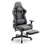 IntimaTe WM Heart Gaming Chair, Racing Gamer Chair, Office Chair, Fabric, Ergonomic Computer Chair with Footrest, Swivel Chair with High Backrest, 56 x 58 x 132 cm (Grey)