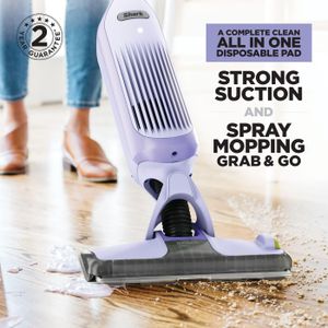 Shark VacMop 2-in-1 Cordless Hard Floor Vacuum Spray Mop – 6 Pads, 355ml Cleaner, Lavender