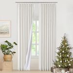 WEST LAKE Modern Natural Full Blackout Curtain Panels with Liners 102 Inches Length,Bailey Pinch Pleat Drapes with Back Tabs,Rustic Linen Blended Window Treatment for Bedroom Living Room,40"Wx102"Lx2