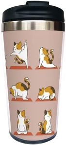 Yipaidel Cat Yoga Lady Coffee Travel Mugs Funny Themed Gifts For Mom Sister Grandma Her Friend Birthday Cat Lover 13 OZ With Flip Lid Stainless Steel Vacuum Insulated Water Bottle Tumbler Cup