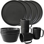 Shopwithgreen Wheat Straw Dinnerware Sets, 12 PCS Microwave Unbreakable Plates and Bowls Sets, Reusable Lightweight Tableware Dinner Dishes, Bowls, Cups, Plastic Dishes for Camping, Kitchen, RV