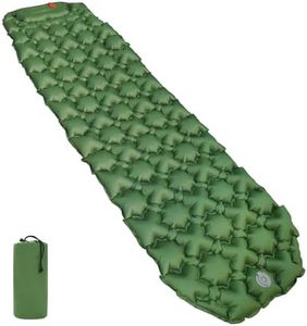 Amazon Basics Ultralight Sleeping Pad for Backpacking Hiking, Folding,Inflatable Portable Air Mattress with Built-in Pump, Mat Olive Green 5.59 CM Thick, Single