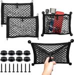 VEHIRIE Universal 2 Pack Elastic Small Cargo Net Pocket Organiser Pouch Bag 36.5 x 25 cm Van Netting Storage with 8 Pieces Mounting Screws, Mesh Cargo Net for Car Boot Caravan Motorhome Boat