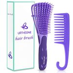 Hair Brush,Detangle Hair Brush, Detangler Brush for Women Men Adults Kids Afro American Type 3a-4c, Detangling Nylon Bristle Brush for Kinky Curly Coily Wavy Wet and Dry Hair,Purple