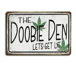 SEHINU Doobie Den Let's Get Lit Sign - Weed Poster Metal Tin Sign for Trippy Room Decor, Stoner Room Decor Man Cave Bar, and Weed Room,Home Decor,Bar Decor,Friendly Gift (C162)