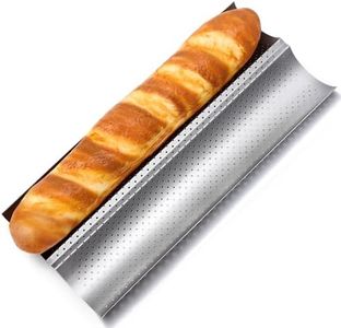 VVNIAA Baguette Bread Pan, Nonstick French Bread Baking Pan，Perforated 2 Loaves Baguette Pan, Alloy French Bread Pan (15”x 6.2”x 0.9”)