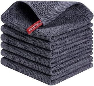 Kitinjoy 100% Cotton Kitchen Dish Cloths, 6 Pack Waffle Weave Ultra Soft Absorbent Dish Towels for Drying Dishes Quick Drying Kitchen Towels Dish Rags, 12 X 12Inch, Dark Grey