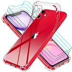 ivoler Case for iPhone 11 with 3 Pack Tempered Glass Screen Protector, Clear Slim Soft TPU Anti-Scratch Shock Absorption Cover Case with Reinforced Corner Bumpers for iPhone 11 6.1 inch 2019