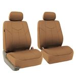 FH Group Front Set Faux Leather Car Seat Covers for Low Back Seat with Removable Headrest, Universal Fit, Airbag Compatible Seat Cover for SUV, Van Tan