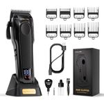 SUPRENT PRO Professional Hair Clippers for Men - High Torque Brushless Motor & DLC Coated Detachable Blade - Cordless Hair Clipper Set for Barbers with Charging Base - Premium Gift Hair Clipper Kit