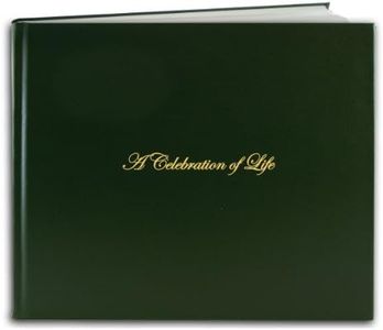 BookFactory Funeral Guest Book "A Celebration of Life" / Imitation Leather Memorial Book/Memorial Guest Book (48 Page - 8 7/8" x 7”) Green, Section Sewn Hardbound (LOG-048-97CS-LGT64-(Funeral-REG)-FX)