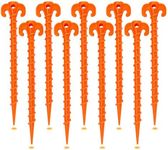 Hikemax Spiral Plastic Tent Stakes 15 Pack - 10 Inch Heavy Duty Beach Tent Pegs Canopy Stakes - Essential Gear for Camping, Backpacking, Gardening and More