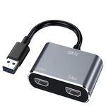 HiperAds USB 3.0 to Dual HDMI Adapter 4K 30Hz and 1080p 60Hz Hdmi Splitter, USB to HDMI Converter for Dual Monitors, Compatible with Windows/MacOS/Android/Win XP only. (Grey)