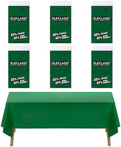 Emerald Green 6 Pack Premium Disposable Plastic Tablecloth 54 x 108 In - Plastic Table Cloths for Parties Disposable Tablecloth for Rectangle 8 Feet Tables - Rectangle Tablecloth - Green Tablecloth