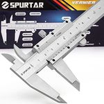 Spurtar Stainless Steel Vernier Caliper 6 inch / 150mm, High Precision Calipers Measuring Tool Tolerance 0.05mm 1/128in for Diameter Depth Step Measuring - Reading Non-Glare