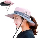 WITERY Women Sun Hat UV Protection Windproof Summer Bucket Hat Foldable Wide Brim for Travel Hiking Fishing Beach Pink