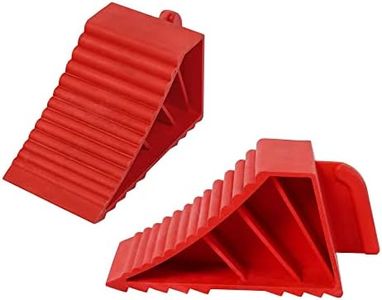 Donext Wheel Chocks Rubber Heavy Duty, Tire Chocks for Travel Trailers, RV, Camper, and Trucks 2-Pack, Red