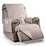 TAOCOCO Recliner Chair Covers,1 Seater Recliner Sofa Cover,Waterproof Recliner Sofa Protector,Anti Slip Armchair Covers,Recliner Protector for Pets,Reclining Sofa Covers with Pockets(Beige,More Pink)