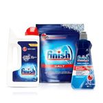 Finish Dishwasher Rinse Aid Liquid, Shine & Dry - 400ml + Dishwasher Salt - 2Kg + Dishwasher Detergent Powder- 1Kg | World's #1 Recommended Dishwashing Brand