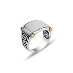 Silver Man Ring, Mother of Pearl Gemstone Ring, Oxidized Silver Men Ring, Vintage Shield Ring, 925k Sterling Silver Ring, Gift For Him