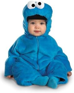 Cookie Monster Deluxe Two-Sided Plush Jumpsuit Costume (12-18 Months) Blue